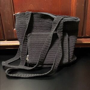 Cherokee Vintage Black Knit two strand Shoulder Bag
